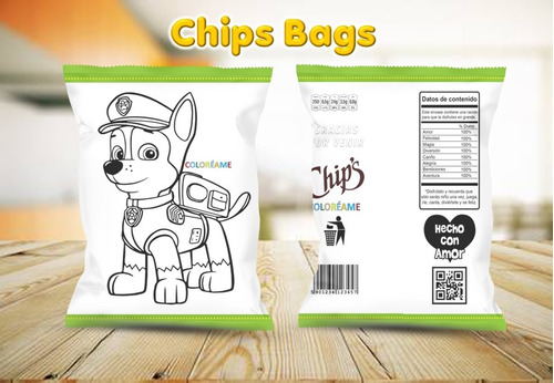 Chip Bag Kit Imprimible Bolsita Para Colorear Variados 3