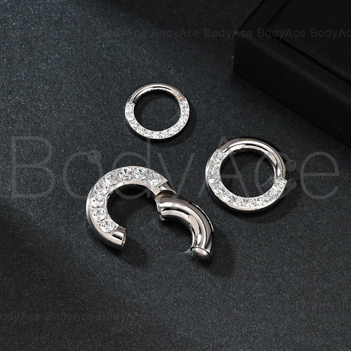 Bodyace Anillos Pa Con Segmento Con Bisagras Cz, 2g, 4g, 6g,