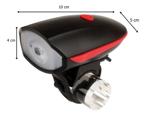 Farol Led Bike Recarregavel Com Buzina Sinalizador 140db Usb