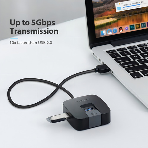 Hub USB 3.0 Vention 4 en 1 Multipuerto USB a 3 puertos USB 2.0 + 1 USB 3.0 5gbps 0.5M Multiplicador / Teclado / Disco rigido / Mouse / Pendrive / Impresora / PC Macbook Tablet CHABD