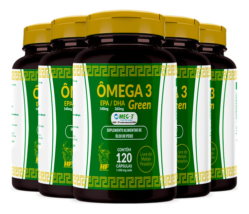 5x Omega 3 Meg 3 - 1000mg 120 Capsulas Cada Hf Suplements