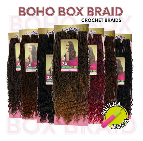 Trenzas de ganchillo Boho Box, pelo rizado, 300 g, 65 cm, más aguja, color T1B/27, negro/miel