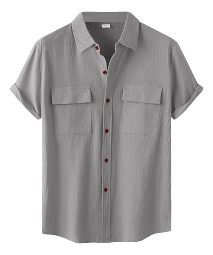 Camisa Boton Para Hombre Casual Playa Estampada Manga Corta