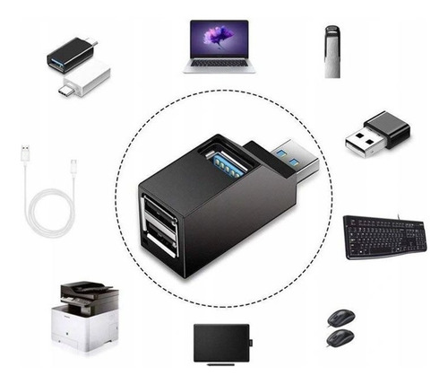 Mini Hub Usb 3 En 1 Conector Múltiple