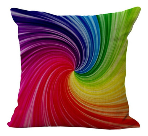 Funda De Almohada Lino Y Algodón Diseño Arcoíris 45x45 Cm