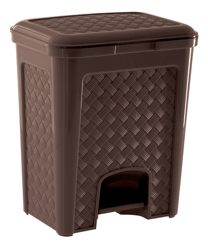 Imagen 1 de 10 de Tarro De Residuos Rattan Con Pedal 13 Lts Chocolate