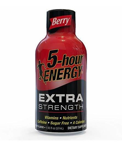 Extra Strength 5 Horas Energía Caso, 2 Oz Botellas (paquete 