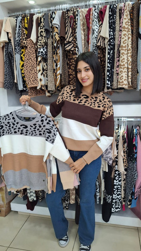 Sweater Invierno Bremer Importado Animal Print Calentito