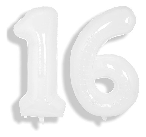 Globos Blancos Grandes De 40 Pulgadas Con El Numero 16 De He