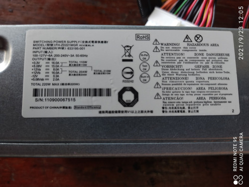 Imagen 6 de 6 de Fuente De Poder Hp 220w Para Pavilion Slimline S5