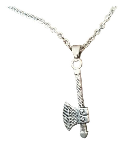 Collar Hacha Medieval Cadena 45cm Gemos Accesorios Plateado