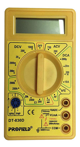 Multímetro Digital Dt-830 D Com Cabo De Multiteste E Buzzer