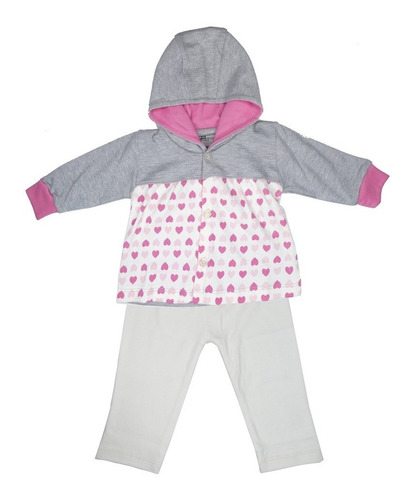 Conjunto Para Niñas 2 Piezas Estampado Corazones Bebu