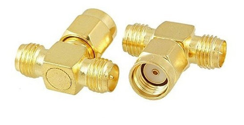 2pcs Rp Sma Macho A 2 Hembra Triple T Adaptador Conector 3 V