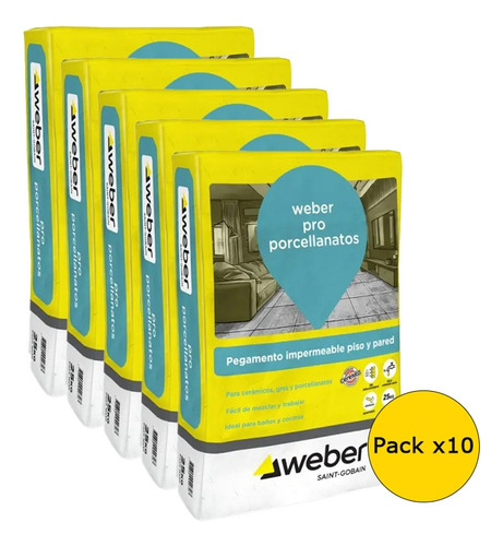 Pegamento Ceramicas Porcellanato Pro Pack X10 25 K Weber Mm