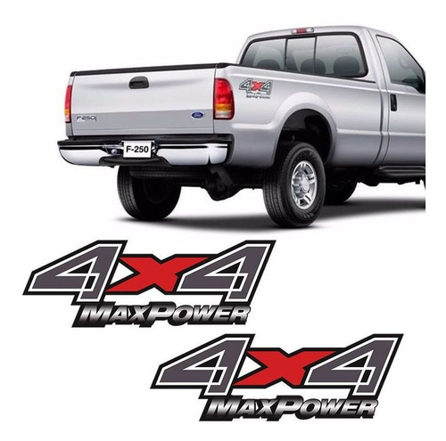 Par De Adesivos 4x4 Max Power Ford F-250 Emblema Lateral
