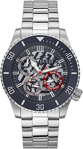 Guess Reloj Multifunción Para Hombre En Tono Plateado Y