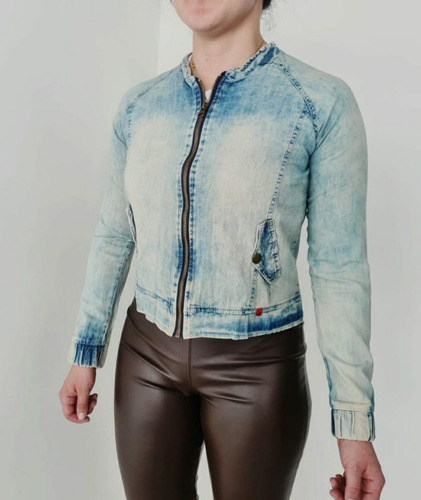 Chaqueta Dama En Jean Azul- Claro. Ref. C306