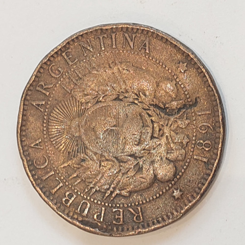 Moneda Argentina 2 Centavos De Patacon Cobre 1891