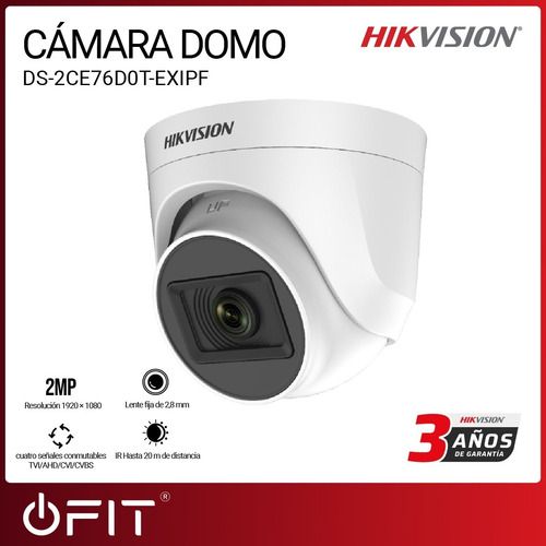 Imagen 2 de 10 de Camara Domo Hikvision Turbo Hd 1080 2,8mm