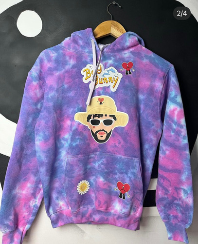 Sudadera Morada Bad Bunny Con Capucha