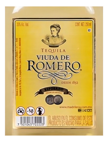 Pack De 12 Tequila Viuda De Romero Reposado 250 Ml