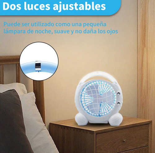 Mini Ventilador De Mesa Con Luz Lampara Usb Con 3 Aspas