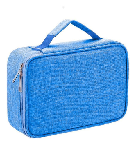 Estojo Grande 72 Compartimentos Box Jumbo Escolar Divisórias Cor Azul