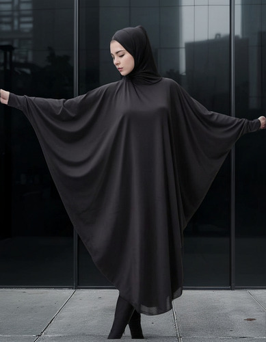 Árabe Muçulmano Batwing Abaya Um Sobrecarga Hijab Oração