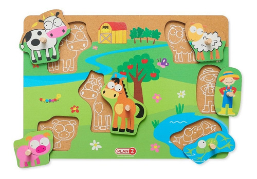 Juego encastre madera con agarre didácticos infantil