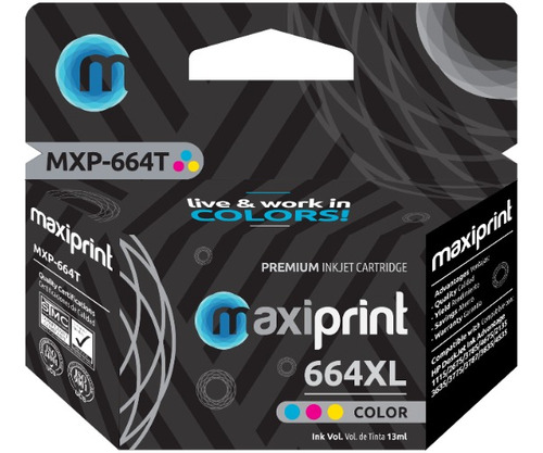 Cartucho De Tinta Compatible Hp 664 Xl Color F6v30al