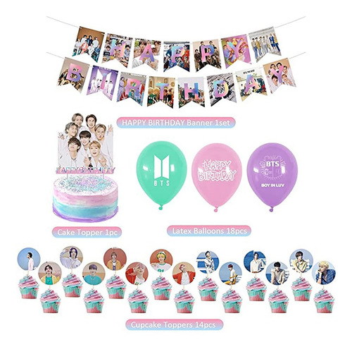 Bts Theme Party Decoration Printing Balloon Birthday Banner