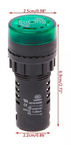 Luz piloto LED zumbador de 22 mm para paneles de control 12V Rojo  distribuido por CABLEPELADO ® 