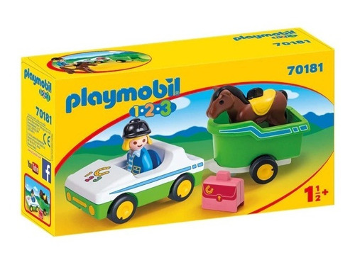 Playmobil 123 Auto Con Remolque Y Caballlo 
