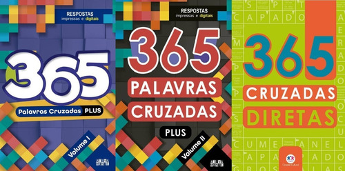 Kit 3 Livros 365 Palavras Cruzadas - São 1095 Desafios!