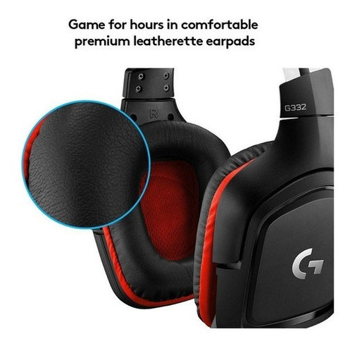 Audífonos gamer Logitech G Series G332 black con luz rojo