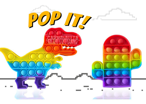 Imagen 1 de 9 de 2 Pop It: Dinosaurio Rex & Cactus Juguete Burbuja Antiestres
