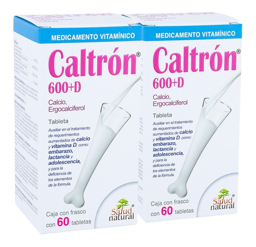 Caltron 600 + D Pack Con 120 Tabletas Calcio Y Vitamina D