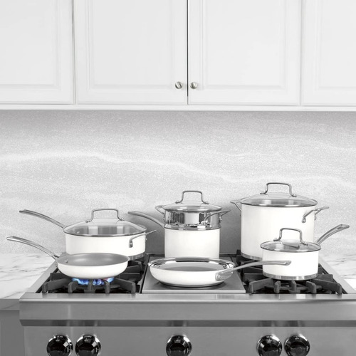 Jogo De Panelas Cuisinart Indução 11 Peças Branco Fosco