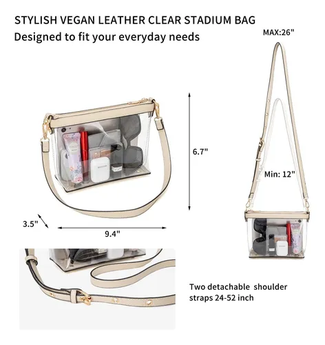 Y&r Direct Bolso Bandolera Transparente 3 En 1 Con Y Ribete