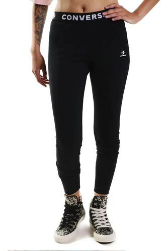 Calza Converse Costura Flatseam Mujer Fitness Negro Comoda