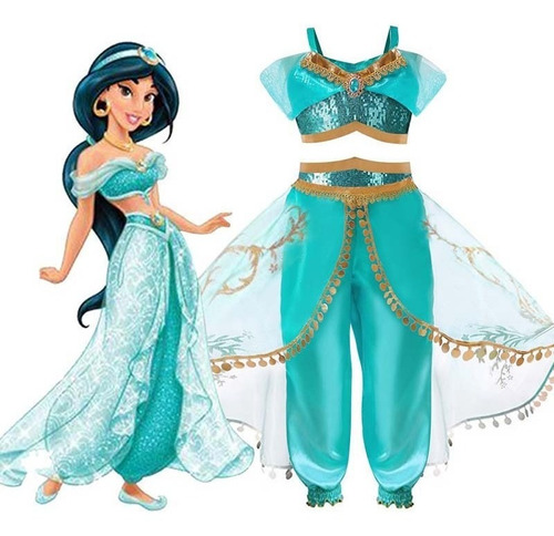 Imagem 1 de 5 de Fantasia Jasmine Infantil Luxo - Disney Princesas