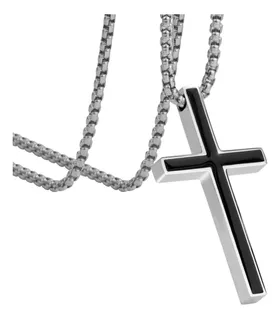 Collar Cruz Plata Cadenas Acero Inoxidable Joyeria Hombres