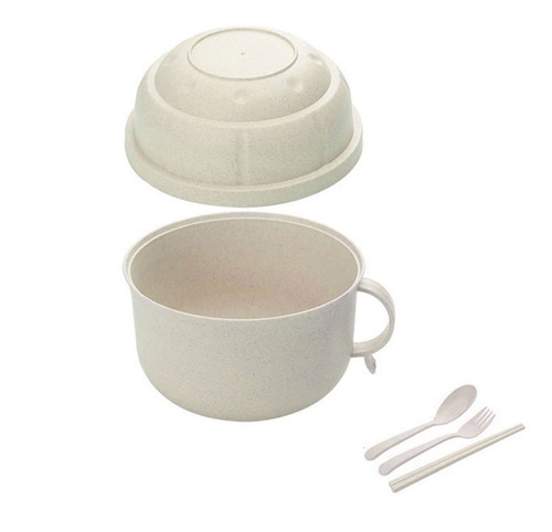 Set Vajilla Cubiertos Fibra De Trigo Ecológico Comida Mx-004 Color Beige