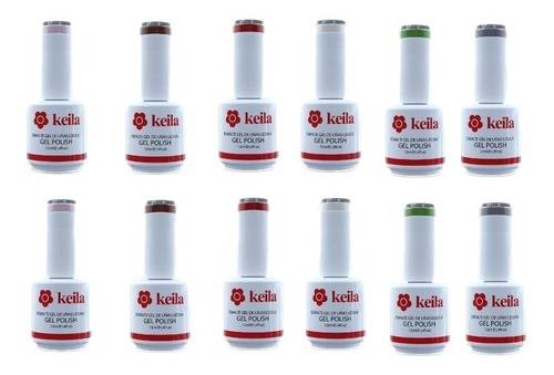 Kit 12 Esmaltes Semipermanentes Color Keila Gel Uv/led 12ml