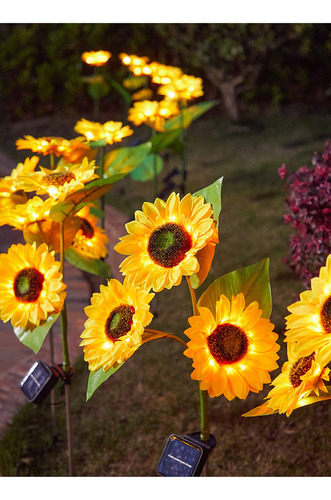 Luces Solares En Forma De L Con Forma De Girasol, Jardín, Pa