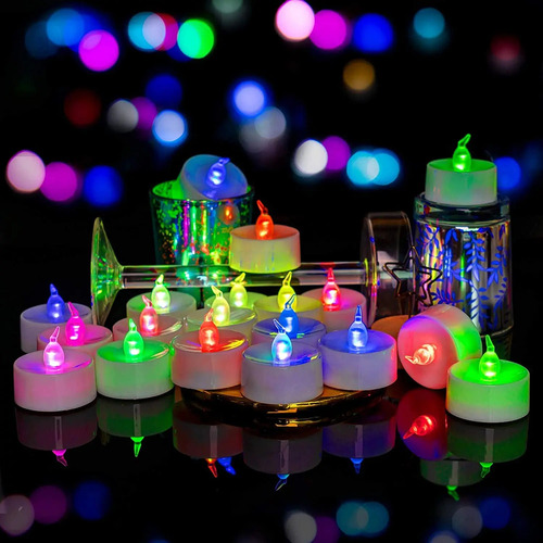 Velas Led Rgb Multicolor Cotillón Fiesta Souvenir Pack X 24