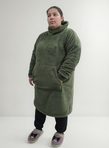 Maxi Buzo Manta Canguro Oversize De Peluche Unisex Capucha