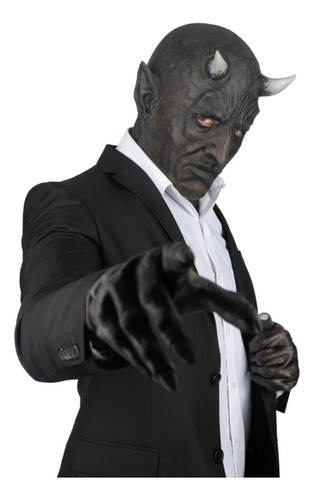 Máscara Mephistopheles Diablo Negro Con Guantes Disfraz