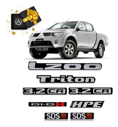 Adesivos Emblemas Mitsubishi L200 Triton Resinados